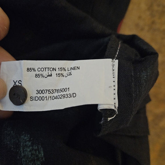 Bombay Paisley Floral Boho Maxi Dress Cotton Linen Navy Blue Button Front S XS - Picture 7 of 7